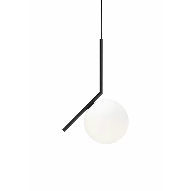 Large Black Glass Globe Pendant Light