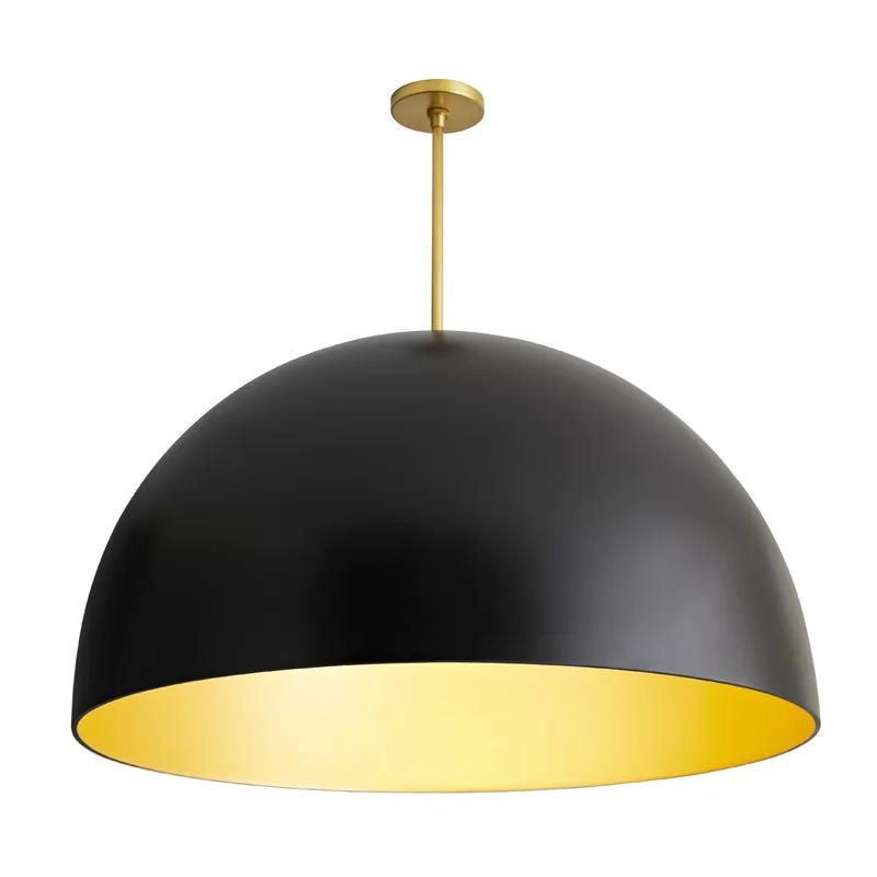 Pascal Grand Dome 36" Brass & Black Pendant Light