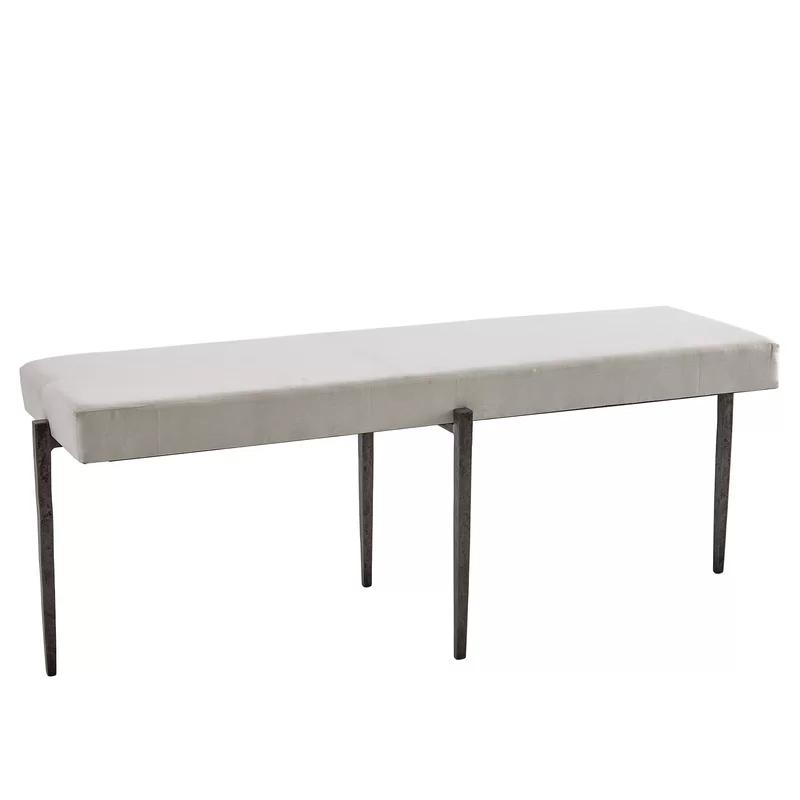 Laforge Large Natural Iron Bench with Removable Muslin Cushion