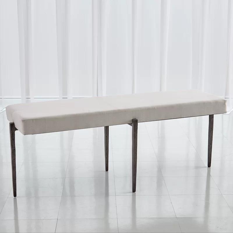 Laforge Large Natural Iron Bench with Removable Muslin Cushion
