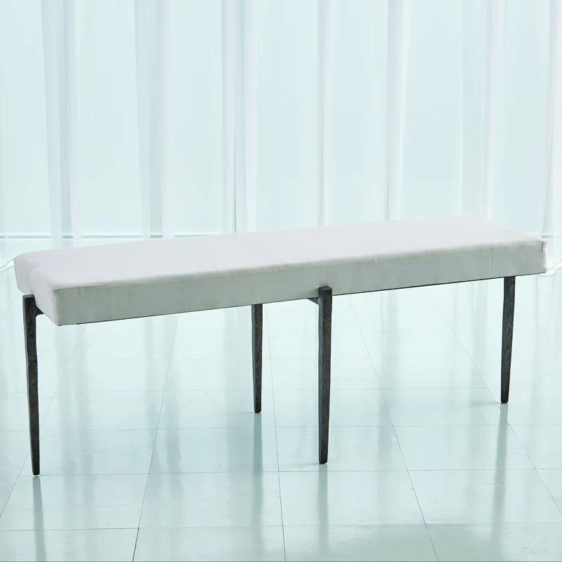 Laforge Large Natural Iron Bench with Removable Muslin Cushion