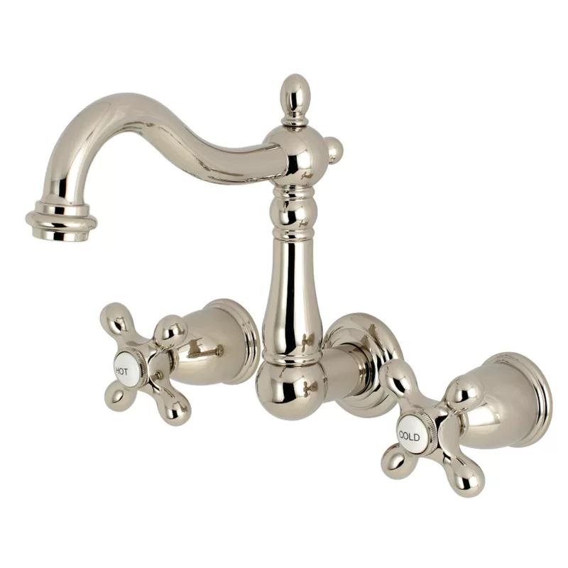 Elegant Heritage Nickel 8-Inch Wall Mount Bathroom Faucet