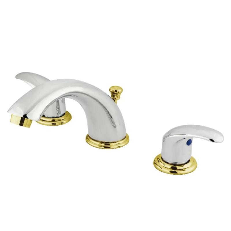 Elegant Legacy Widespread Chrome Bathroom Faucet with Brass Accents