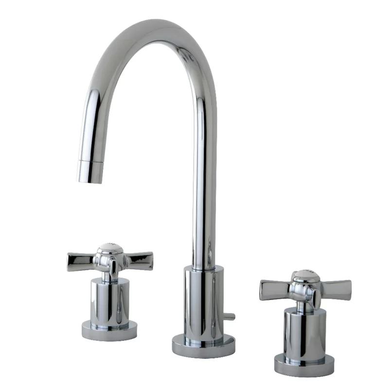 Elegant Millennium Chrome Widespread Bathroom Faucet with Cross Handles