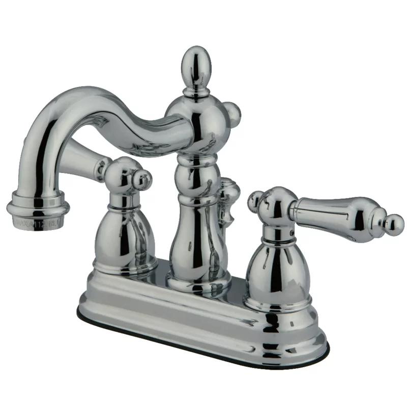 Heritage Elegance Polished Chrome 4" Centerset Traditional Bathroom Faucet