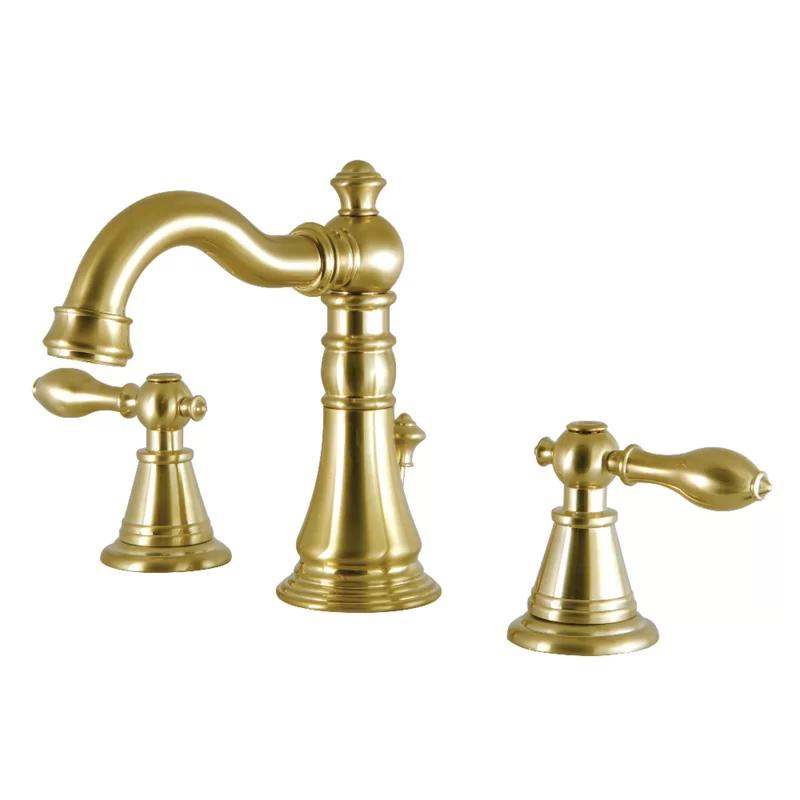 Traditional Elegance 8" Matte Black and Brushed Brass Widespread Bathroom Faucet
