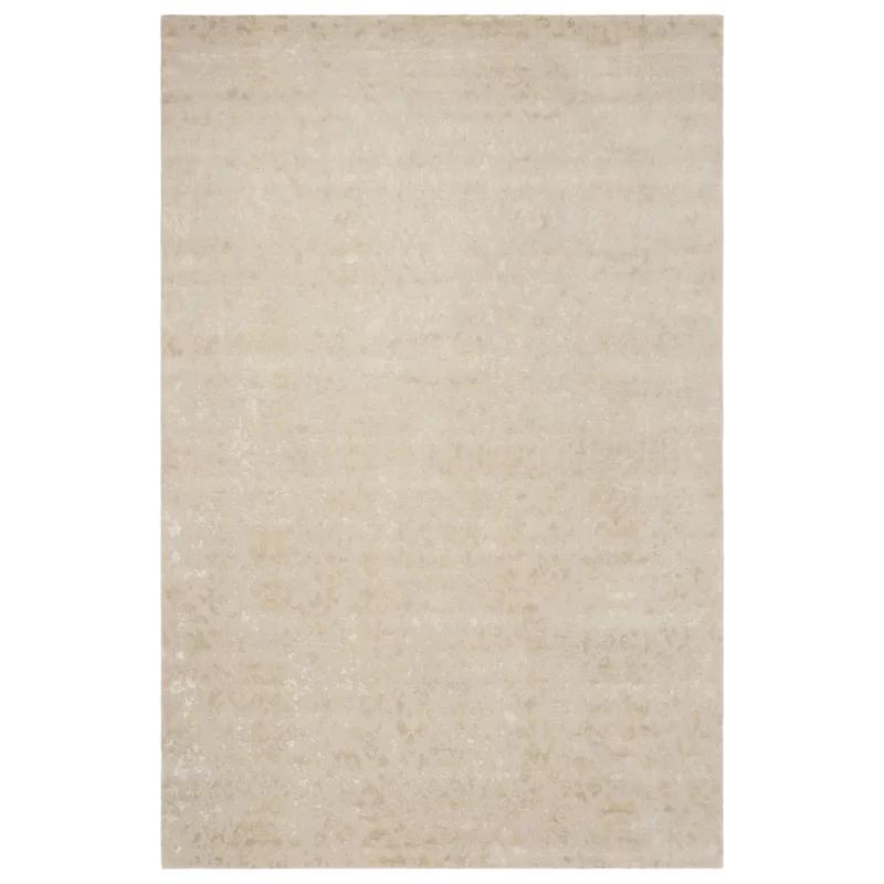 Nepalese Hand-Knotted Silk & Wool Sand-Toned Area Rug, 6' x 9'
