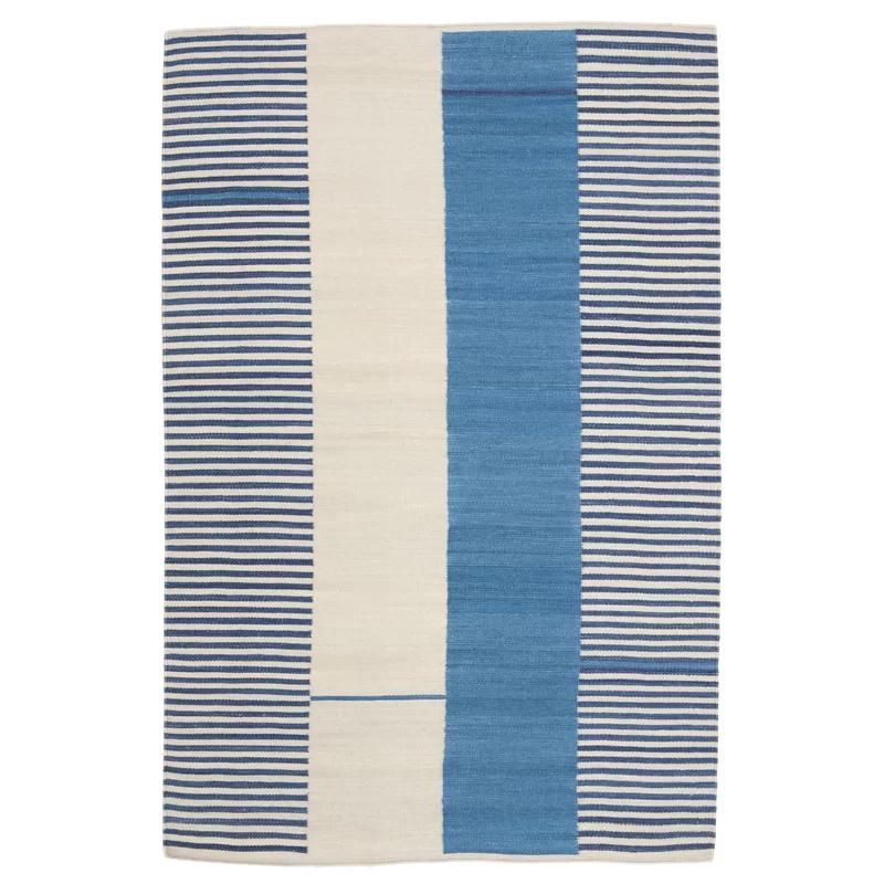 Aryn Pool Stripe Handwoven Wool 4' x 6' Area Rug