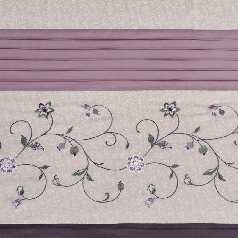Madison Park Serene Faux Silk Embroidered Floral Shower Curtain
