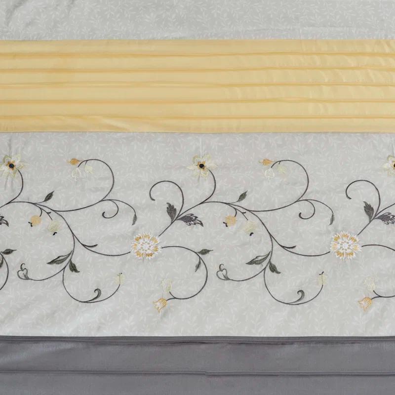 Madison Park Serene Faux Silk Embroidered Floral Shower Curtain