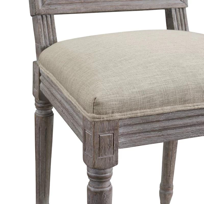 Vintage French Beige Upholstered Wood Side Chair Set