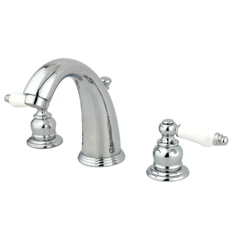 Elegant Victorian Chrome Widespread Bathroom Faucet with Gentle Curve Spout