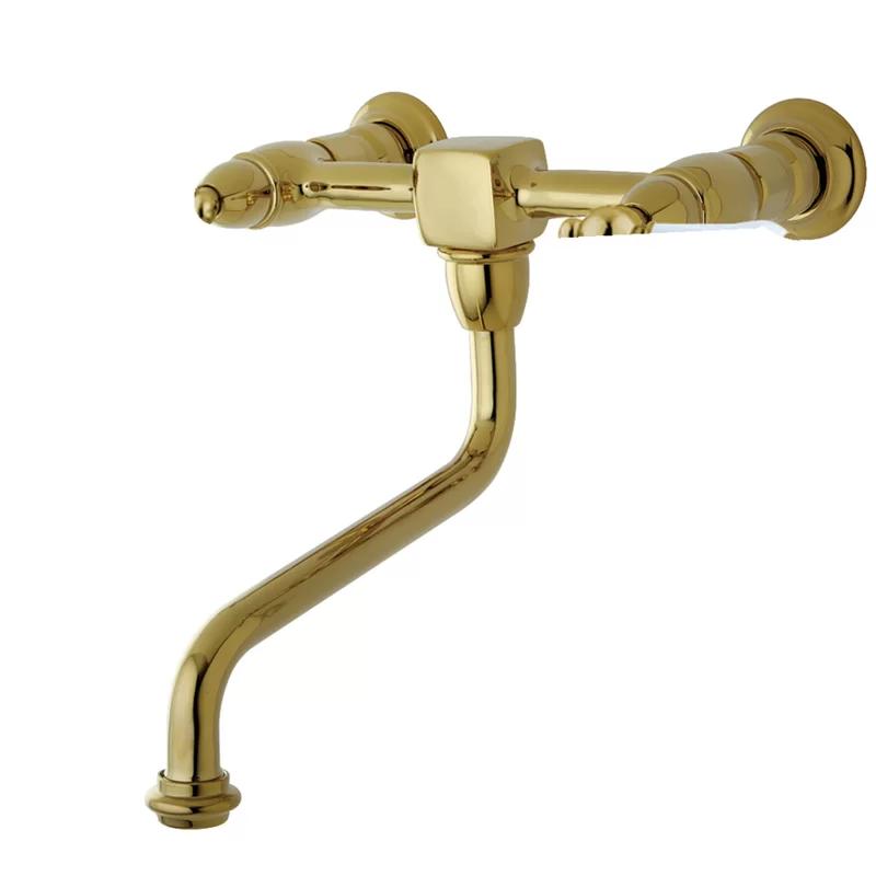 Heritage Polished Brass Wall Mount Bathroom Faucet