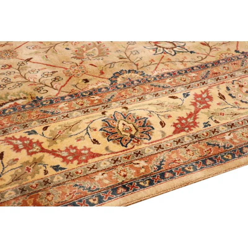 Pasargad Tabriz Oriental Hand-Knotted Wool/Silk Beige/Rust/Navy Area Rug