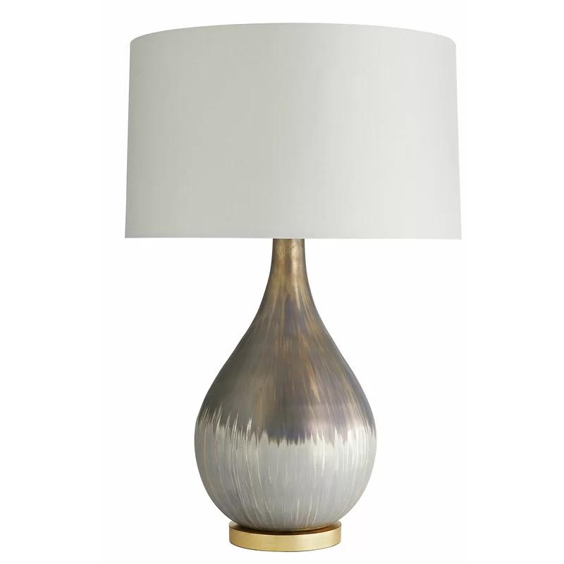 32" Bronze Mercury Glass Table Lamp with Linen Shade