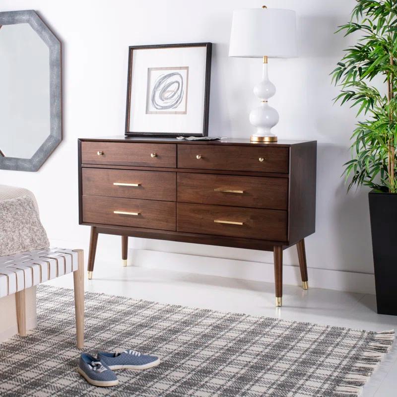 Safavieh Couture Home Collection Madden Retro Navy and Silver 6-Drawer Dresser Navy/Silver