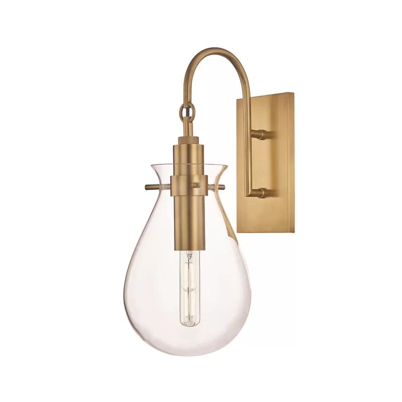 Aged Brass and Clear Glass Plug-In Sconce
