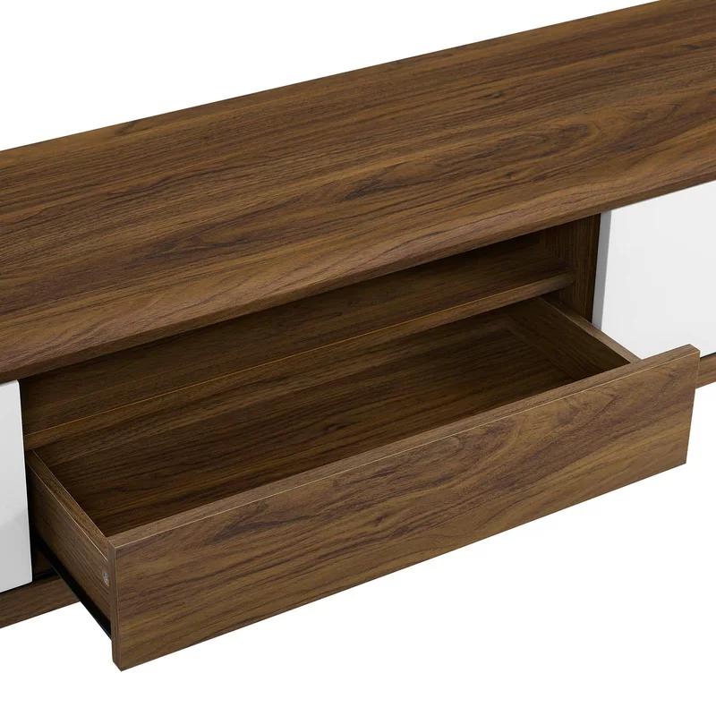 Envision 70" White Walnut Mid-Century Modern Media Console