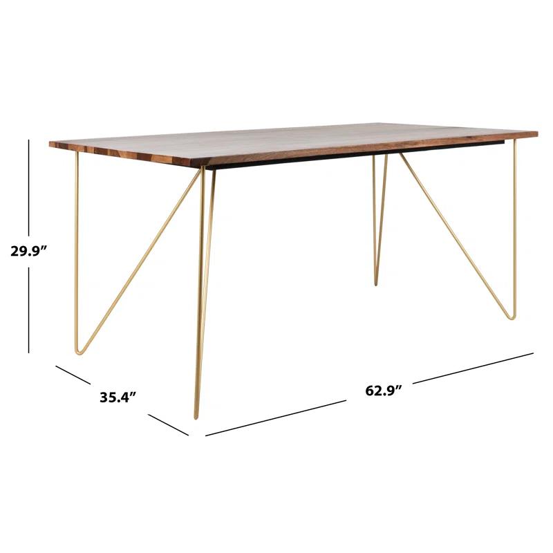Millwood Pines Abrienda Walnut Solid Wood Top Metal Base Dining Table