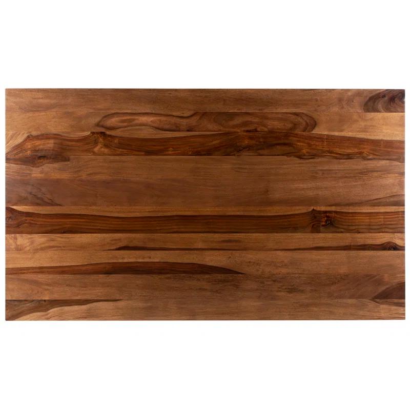 Millwood Pines Abrienda Walnut Solid Wood Top Metal Base Dining Table