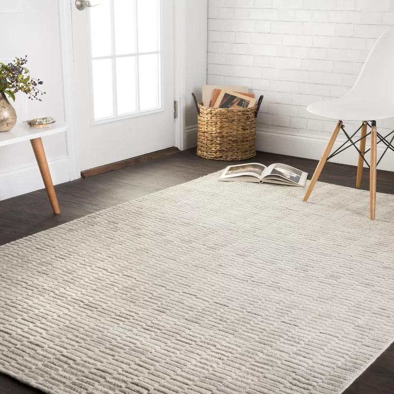 Hadley Eco-Friendly Undyed Wool Striped Rug in Oatmeal