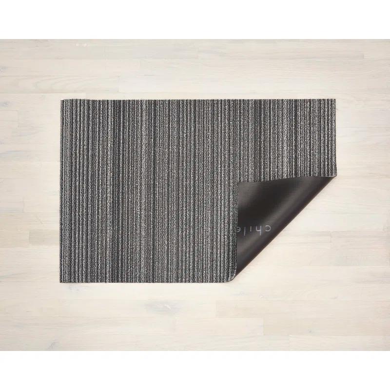 Custom Skinny Stripe Shag Doormat in Shadow - Vinyl, Weather-Resistant