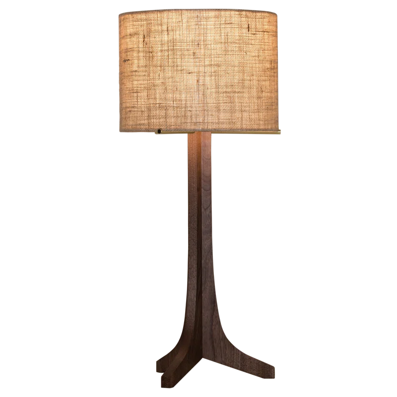 Nauta 28" White Linen Shade Table Lamp with Dark Walnut & Aluminum Base