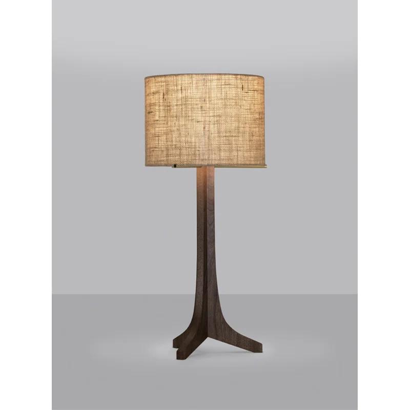 Nauta 28" White Linen Shade Table Lamp with Dark Walnut & Aluminum Base