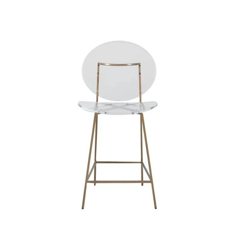 Elegant Gold and Clear Acrylic Full Back Counter Stool, 25'' Seat Height