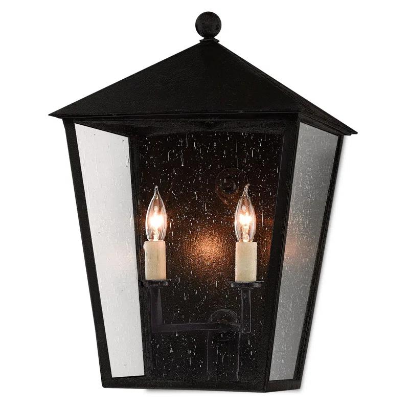Midnight Black Iron 2-Light Outdoor Wall Lantern