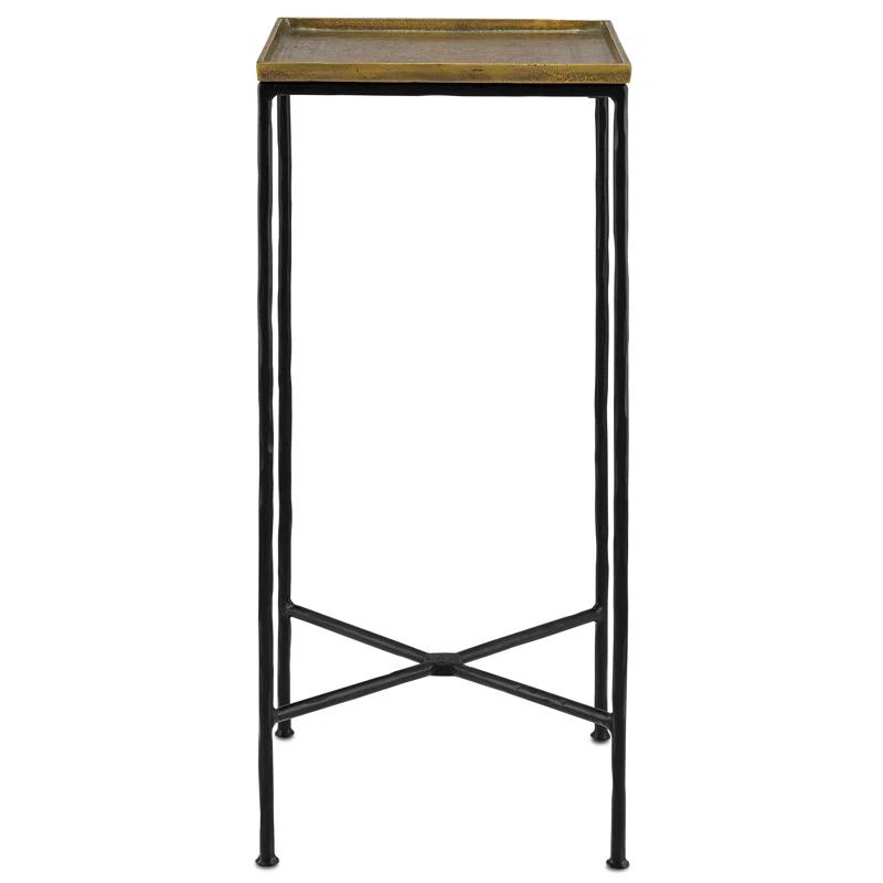 Boyles Extendable Square Black and Brass Drinks Table