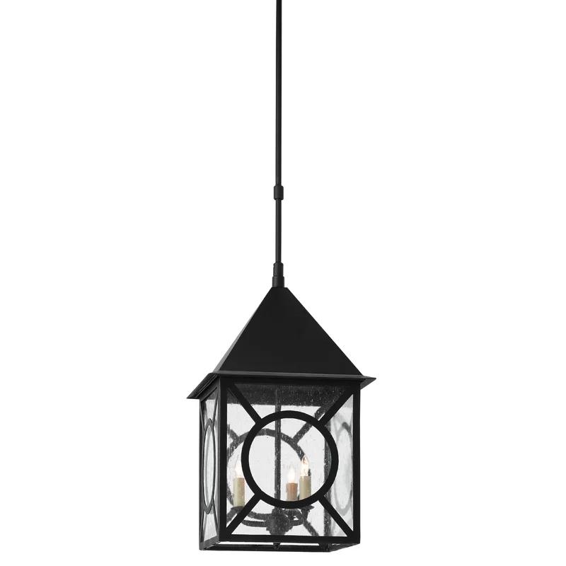 Midnight Seeded Glass 3-Light Outdoor Lantern