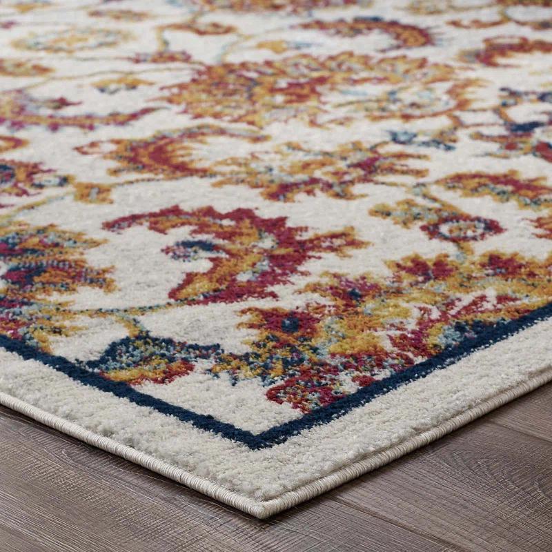 Modway Modway Porch & Den Florentia Distressed Floral Lattice Area Rug