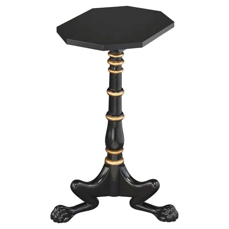 Ebonized Gold-Accented Mahogany Tripod Side Table