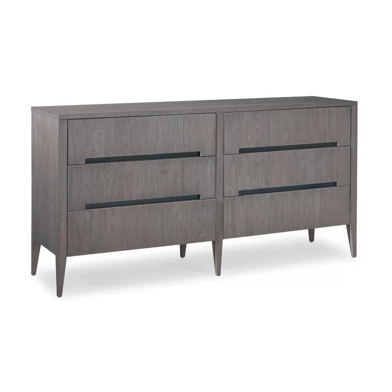 Mid-Century Palmer 6-Drawer Dresser in Brown/Gray with Soft Close