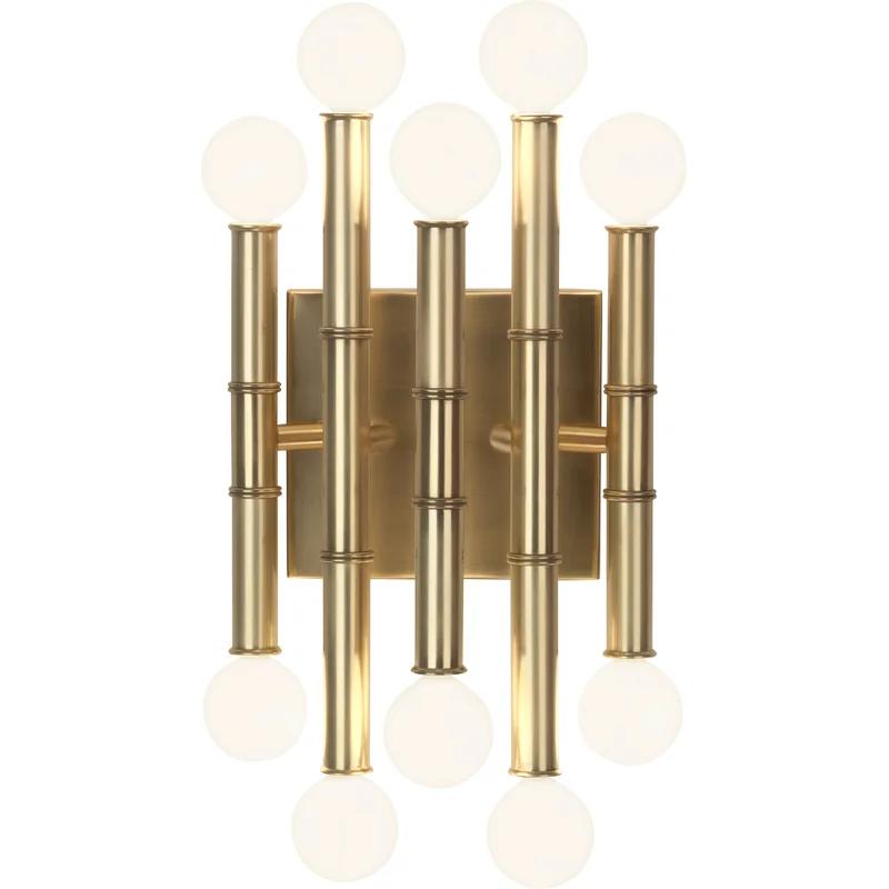 Meurice 12" Dimmable Brass Wall Sconce with Bamboo Detailing