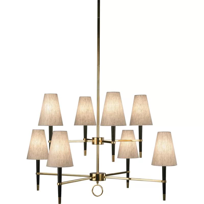 Polished Nickel 8-Light Linen Shade Chandelier