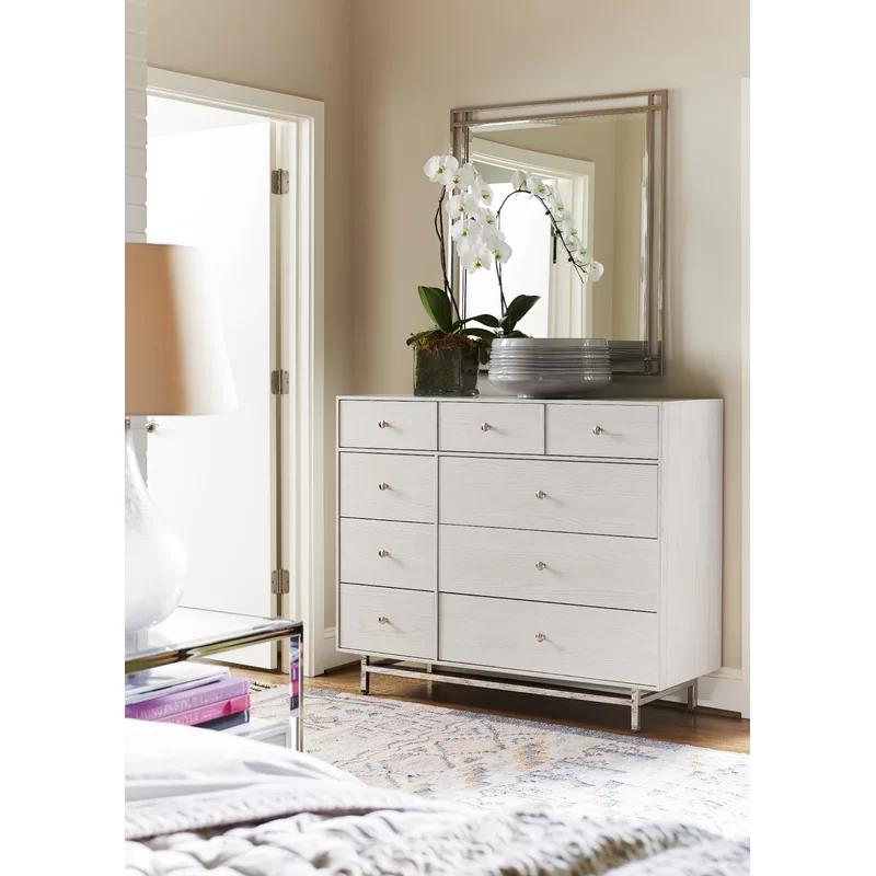 Metropolitan Glam Ivory 7-Drawer Dresser with Stainless Steel Base