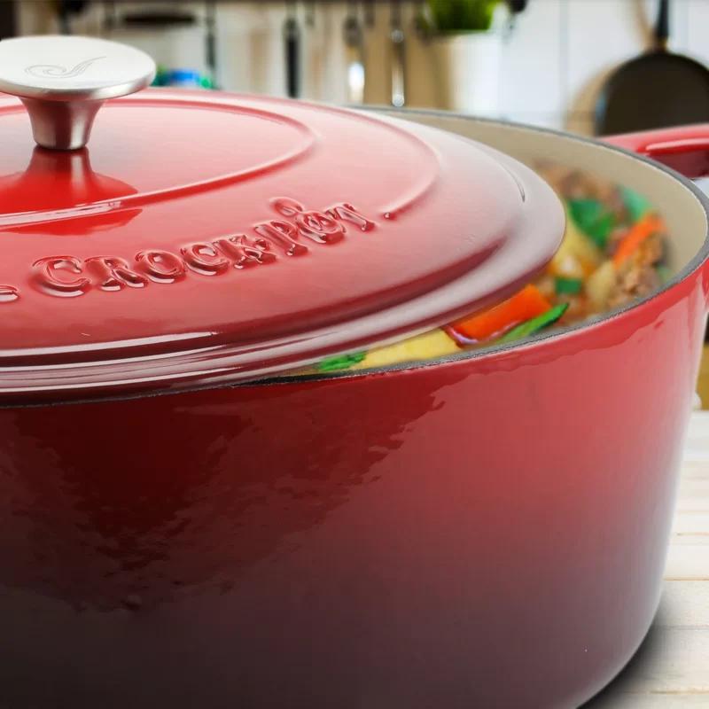 Scarlet Red 7 qt Enameled Cast Iron Oval Dutch Oven with Lid