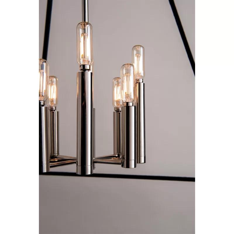 Webster Polished Nickel and Crystal Geometric Chandelier