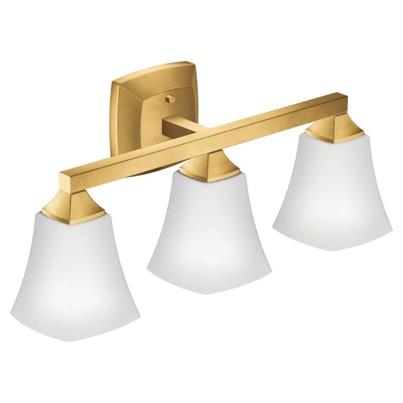 Voss 22" Brushed Gold 3-Light Vanity with Frosted Glass Shades