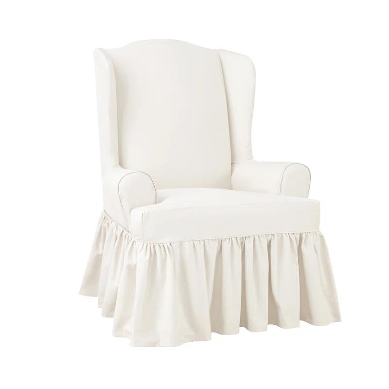 Sure Fit Essential Twill Cotton T-Cushion Wingback Slipcover