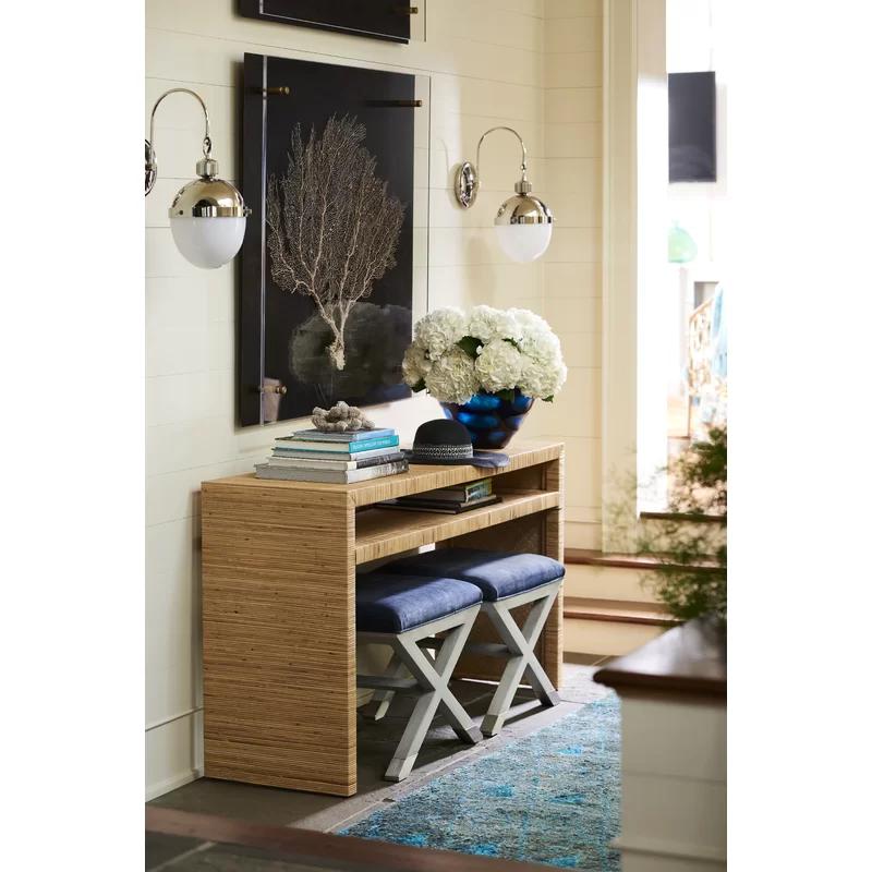 Long Key 60'' Coastal Brown Rattan Console Table with Storage