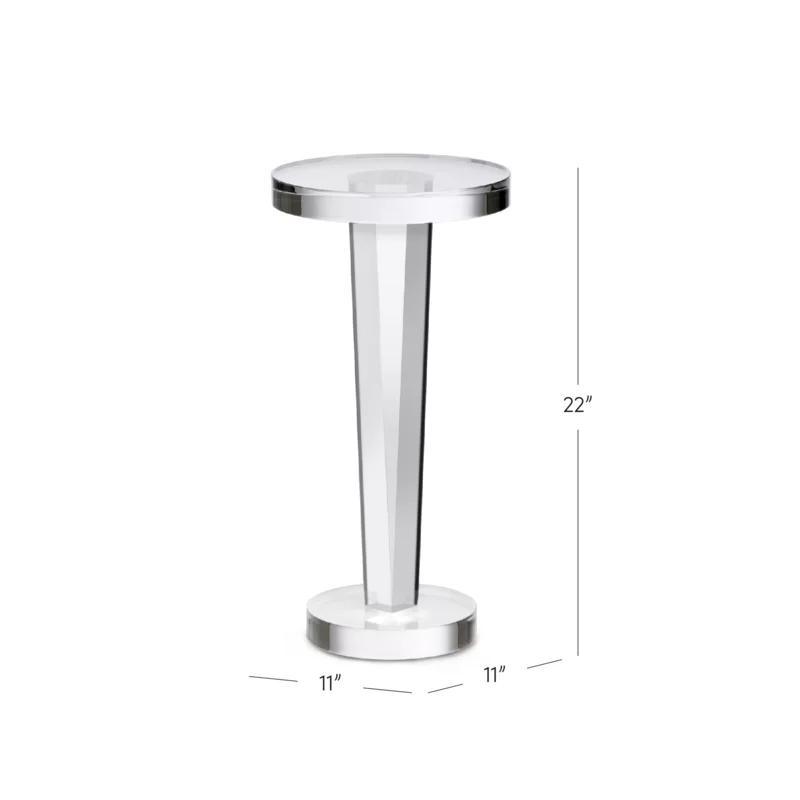 Liora 22" Round Acrylic Glamorous Pedestal End Table