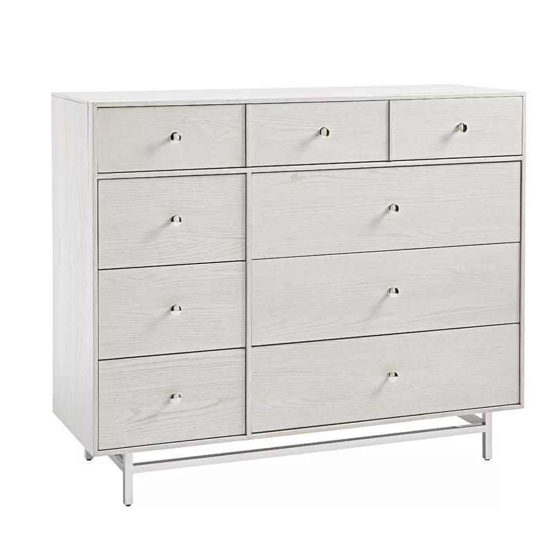Metropolitan Glam Ivory 7-Drawer Dresser with Stainless Steel Base