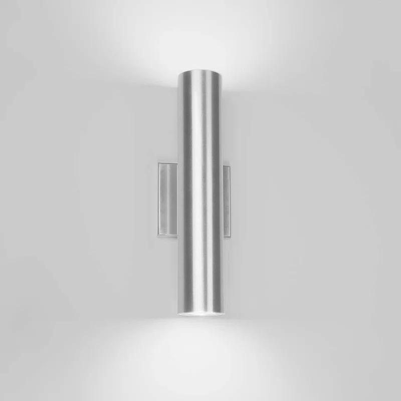 Caliber Brushed Aluminum 2-Light LED Outdoor Sconce, Dimmable 3000K