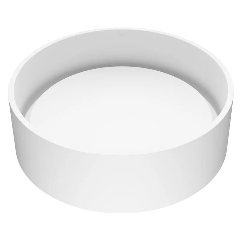 Elevated White Matte Stone 16" Round Vessel Bathroom Sink