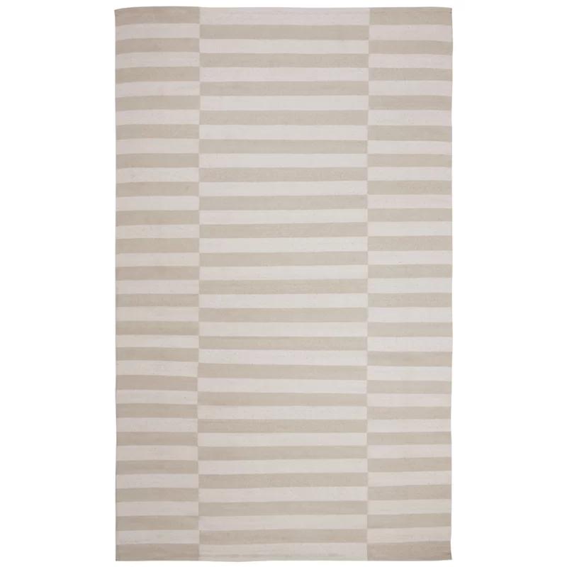 Ludlow Alabaster Stripe 4'x6' Cotton Flatweave Area Rug