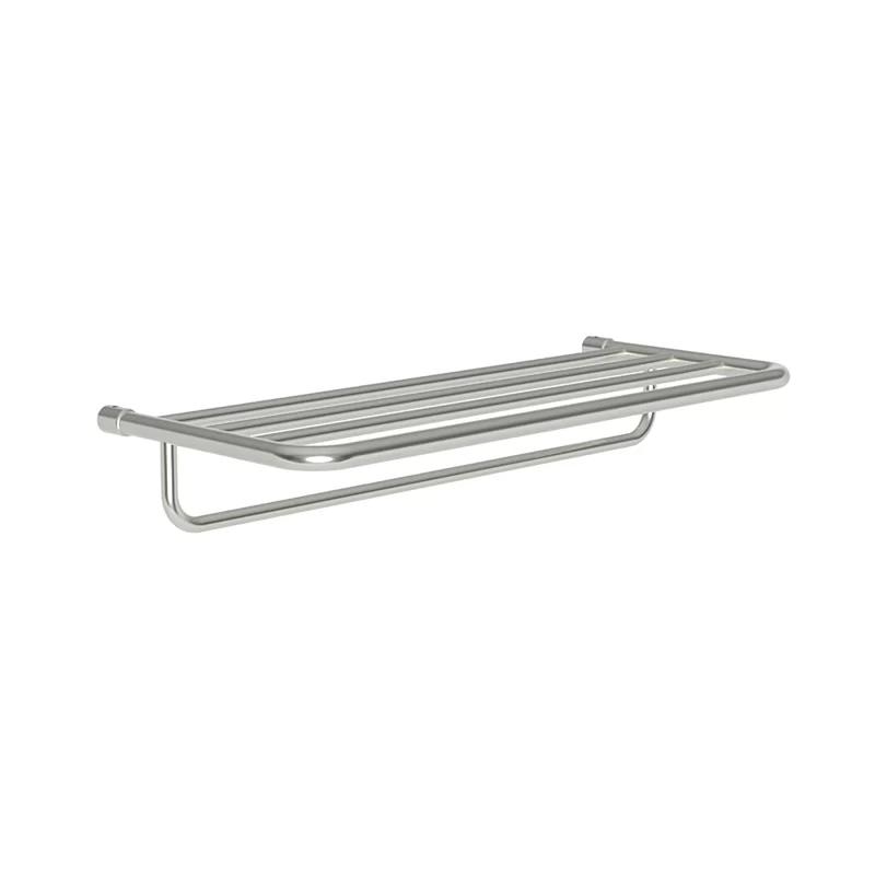 Elegant Polished Nickel 24" Wall-Mounted Hotel Shelf with Towel Bar