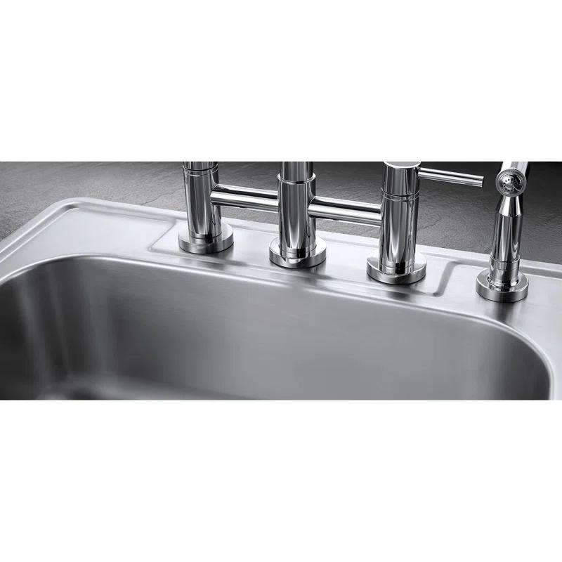 Kingston Brass Studio 25-Inch Stainless Steel Self-Rimming 4-Hole Single Bowl Drop-In Kitchen Sink